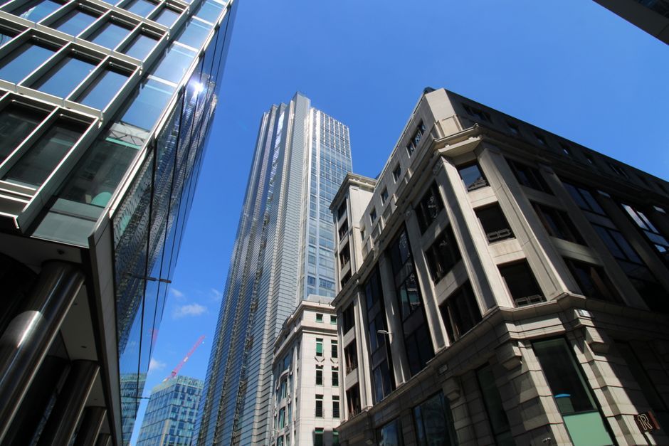 UK economy financial district London street business