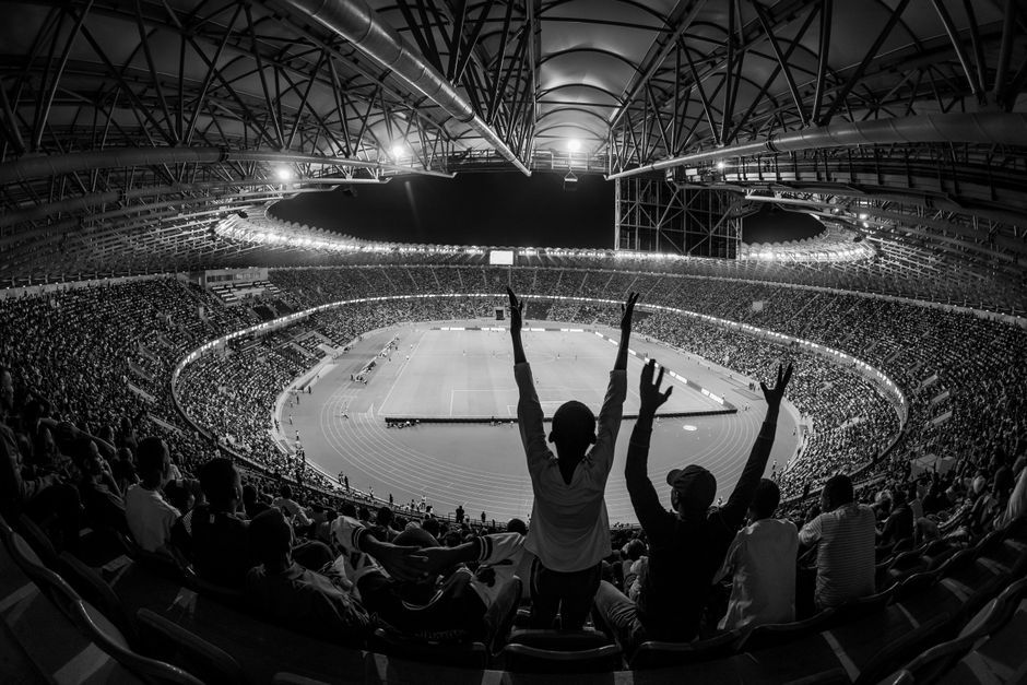 athletics track stadium Birmingham United Kingdom crowd celebration