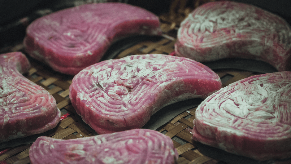 Thai food dessert mooncake pastry close up