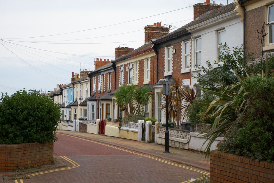 UK residential street terraced houses council tax England