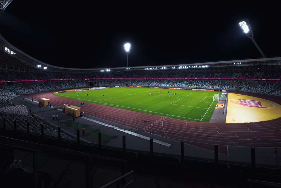 association football match stadium night