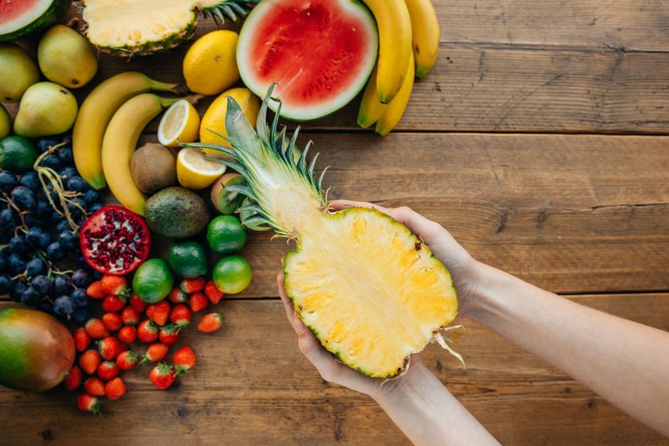 fresh tropical fruits healthy food assortment