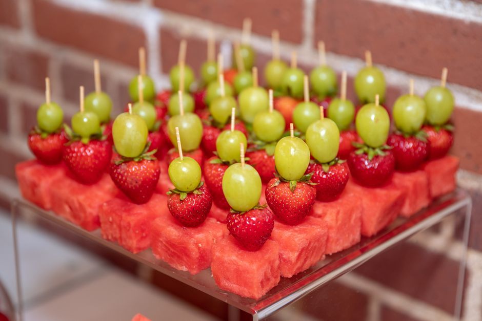 fresh red fruits arrangement watermelon strawberry