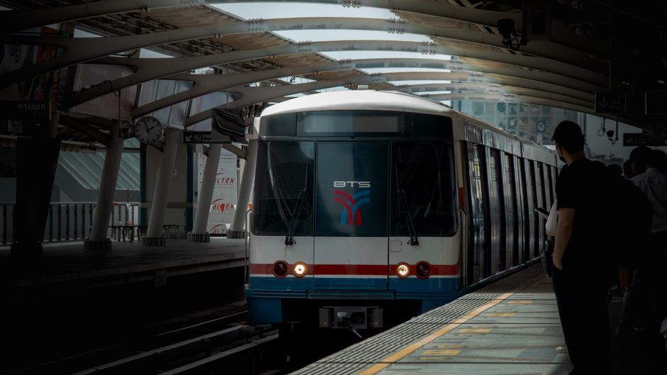 Bangkok skytrain station urban street Thailand