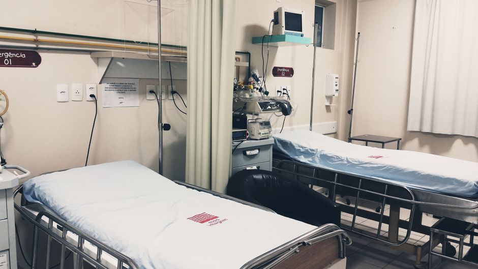 hospital room interior medical equipment daytime