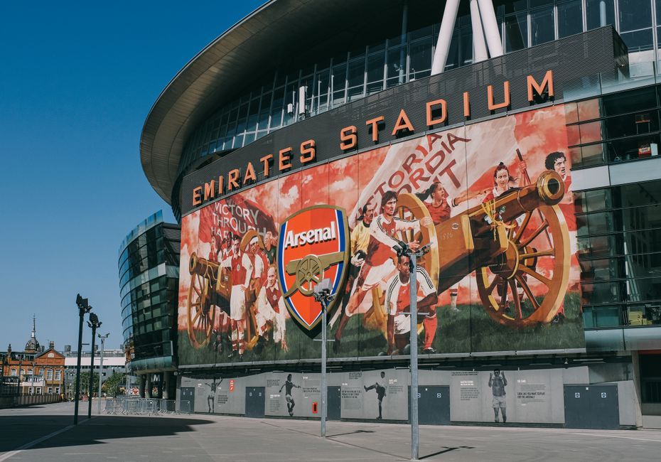England Premier League football stadium and fans