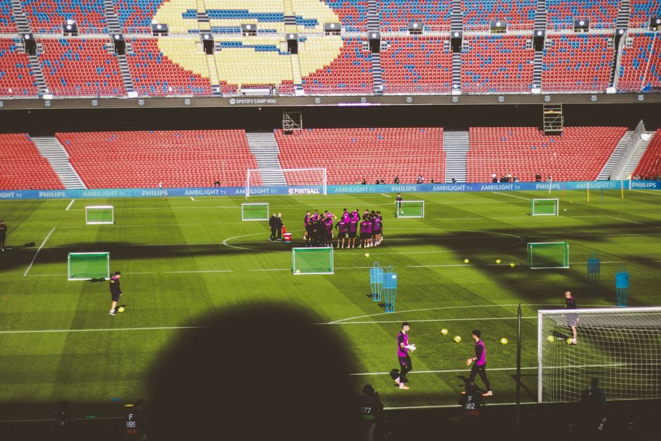 professional football training session stadium