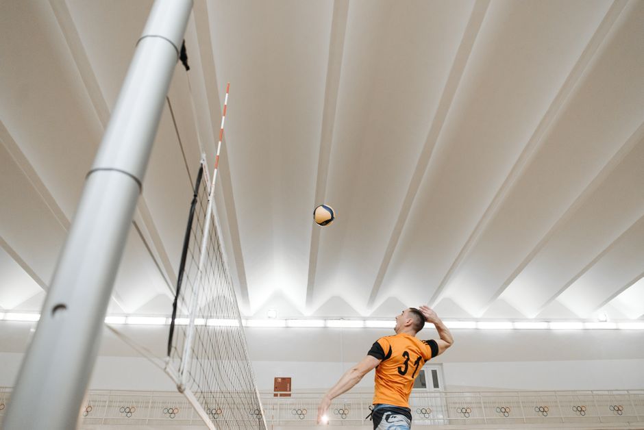Thai professional volleyball player court action