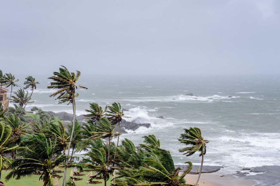 tropical storm coastline ocean waves