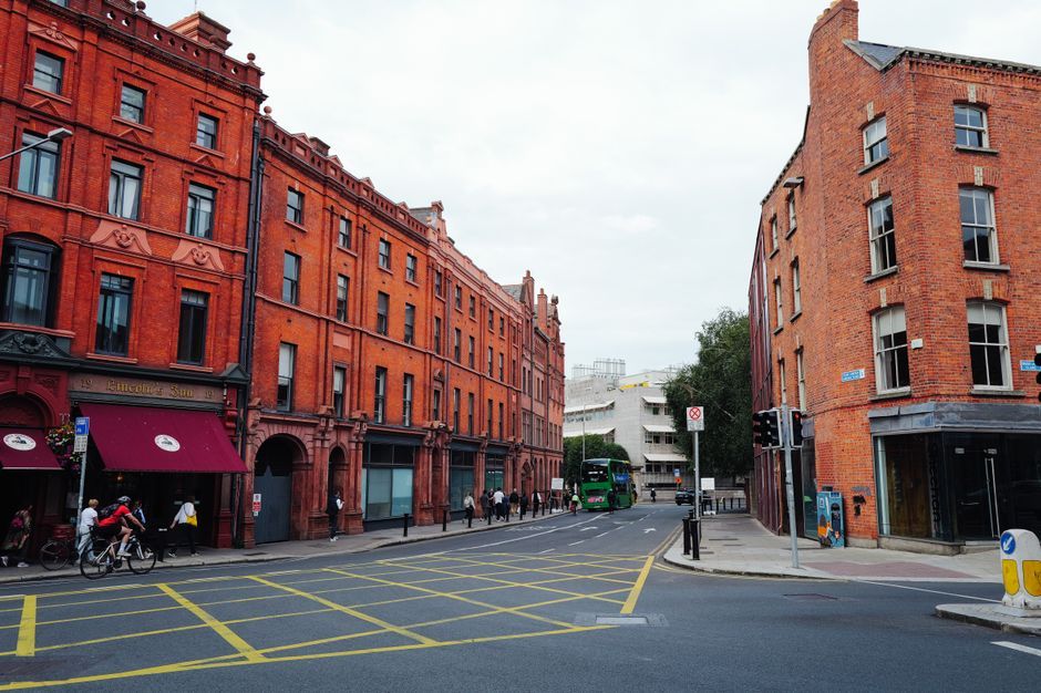 Ireland Dublin street security barricades city view