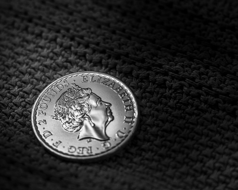 British currency pound coins close up