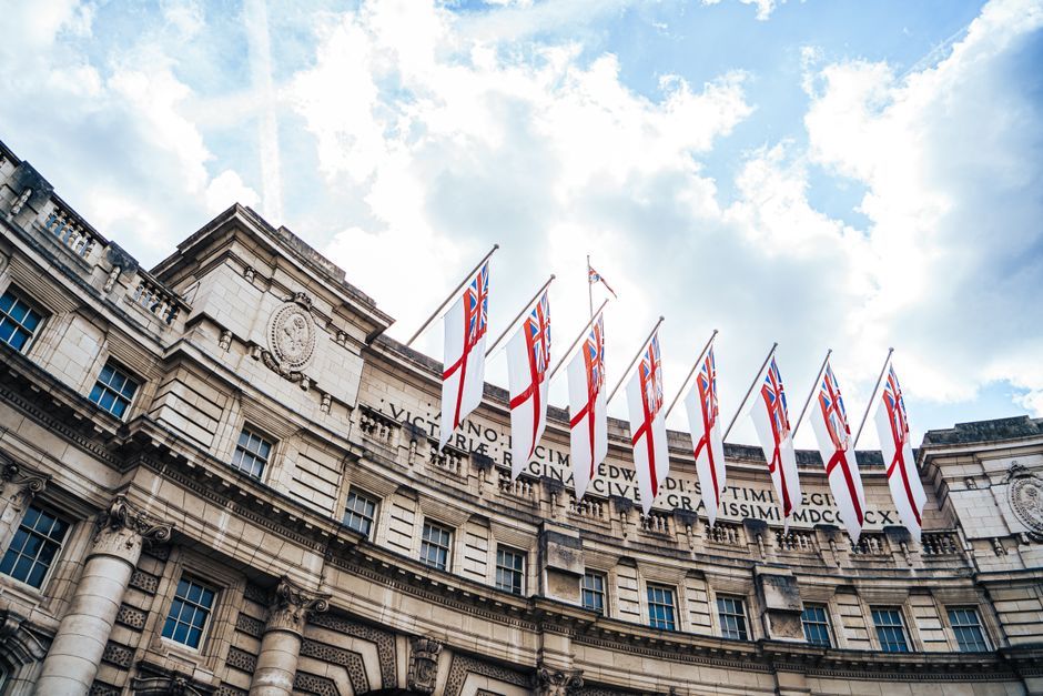 British flag London government building UK