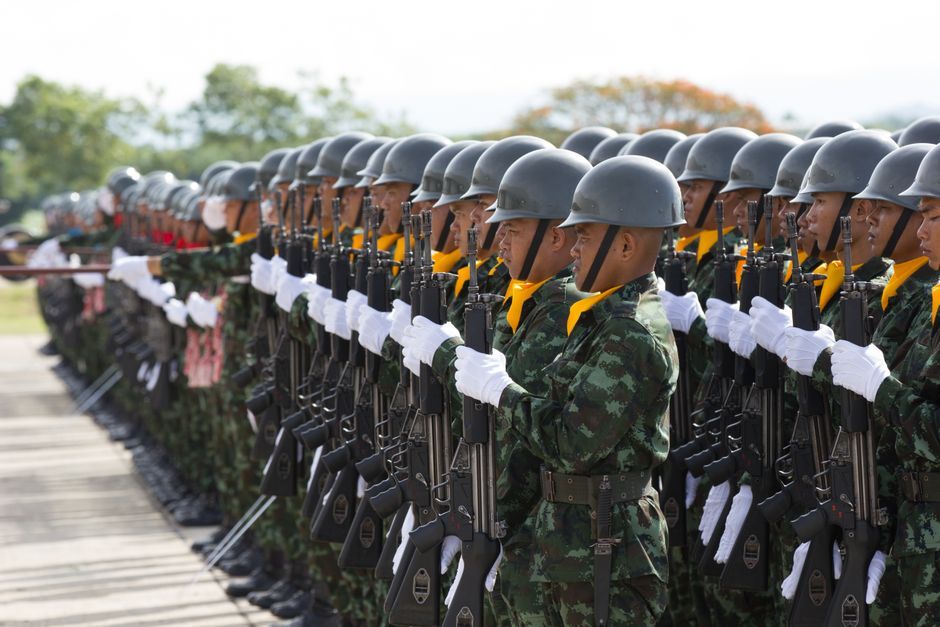 Thai military soldier training army camp uniform