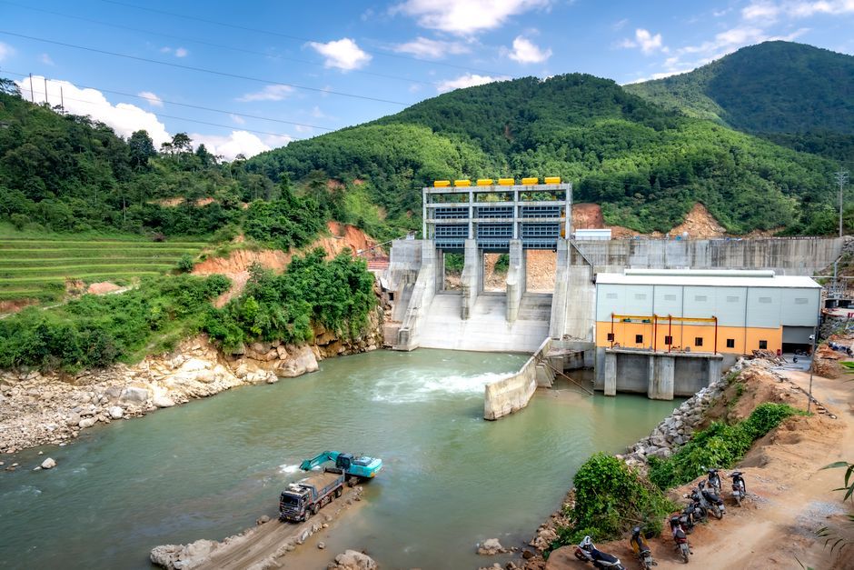 Nepal mountain hydroelectric dam construction site exterior