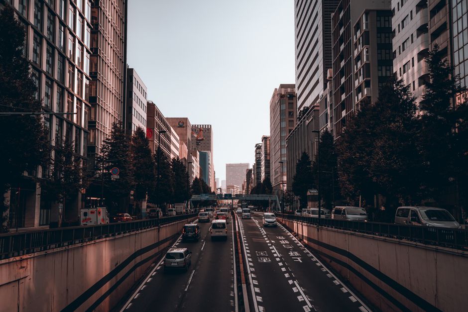 Tokyo Japan business district street view building