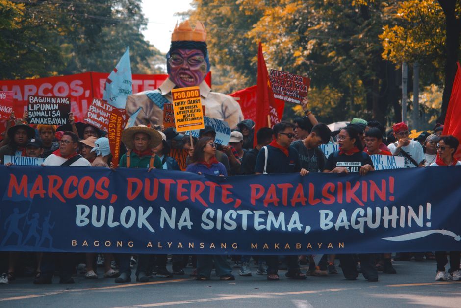 Thailand political protest sign banner