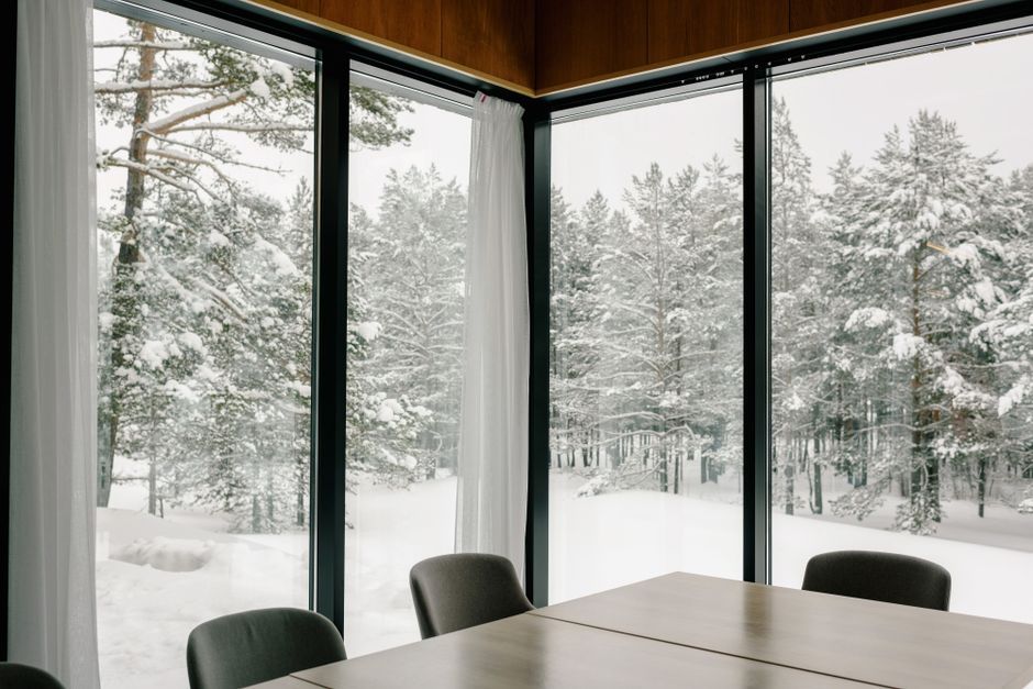 modern plywood interior cabin design workspace