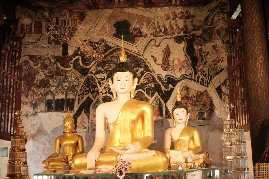 Thai temple mural painting traditional art