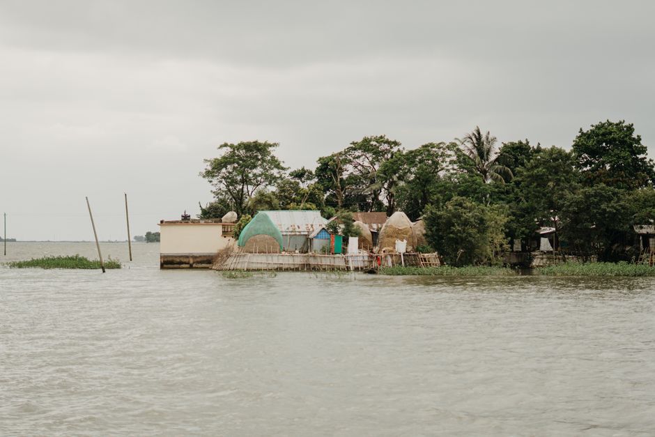 Thailand river flood rising water town