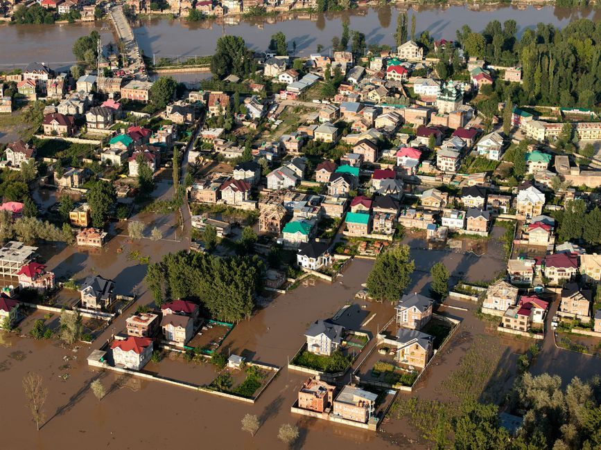 Bangkok street flood water residential area