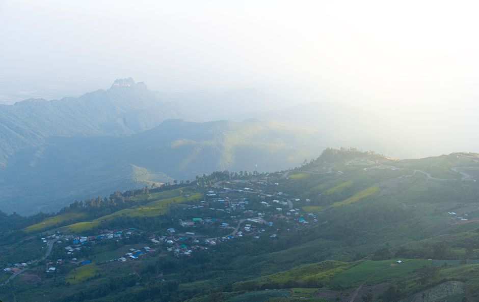 Thailand mountain village aerial view