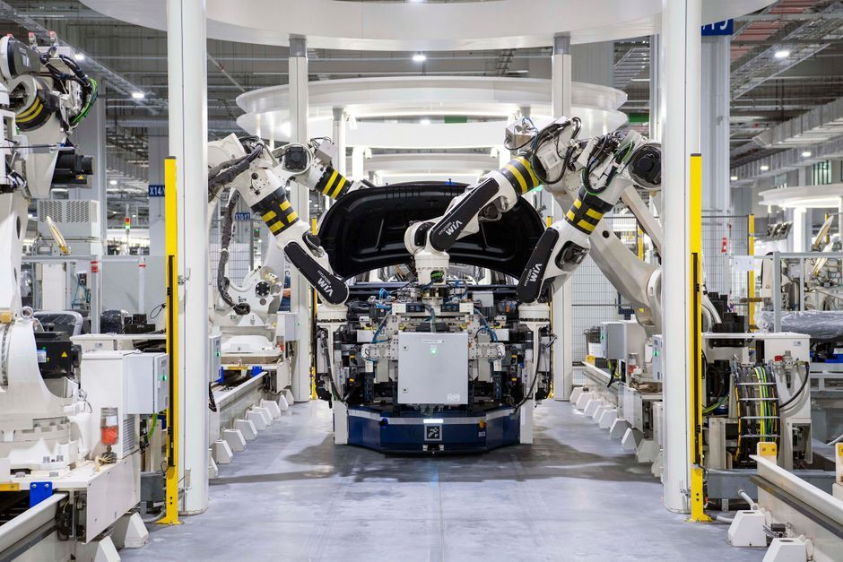 modern automotive manufacturing facility industrial robotics