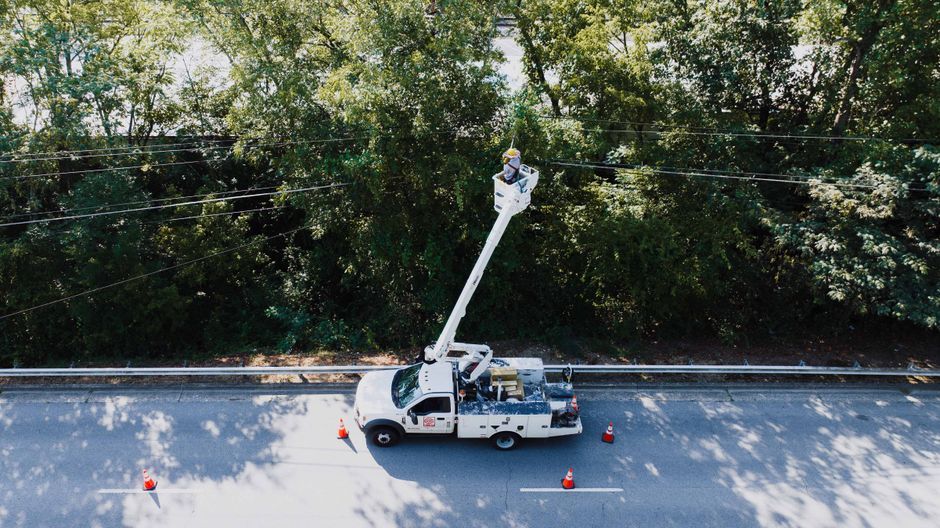 United States Indiana utility repair truck electric poles