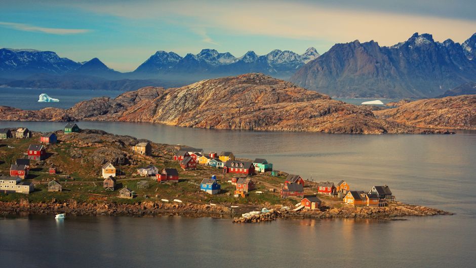 Greenland Arctic town aerial view