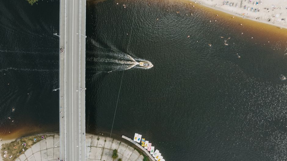 Ukraine river bridge crossing landscape