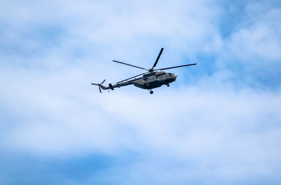 Thailand flood relief military helicopter