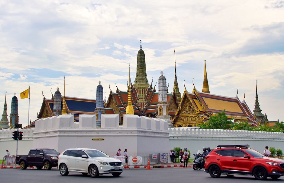 Thai flag Bangkok government building exterior