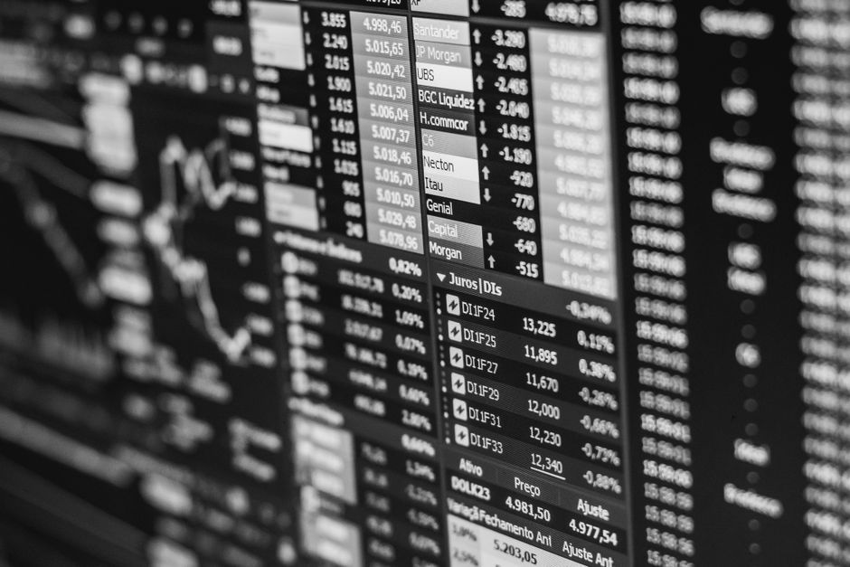 US economic charts financial data display screen