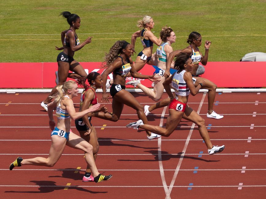 United Kingdom athletics running stadium track celebration