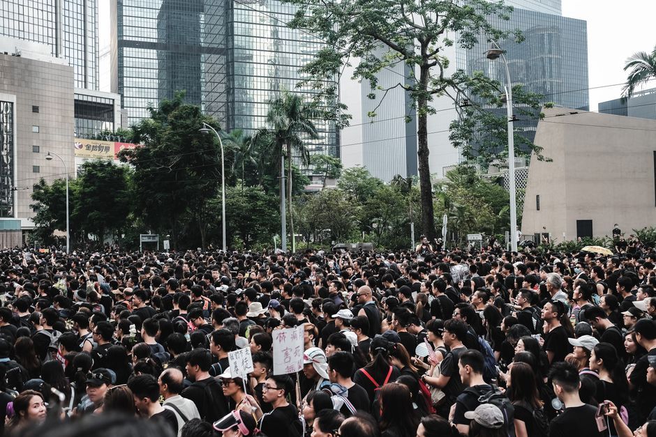 Hong Kong city street urban protest symbol