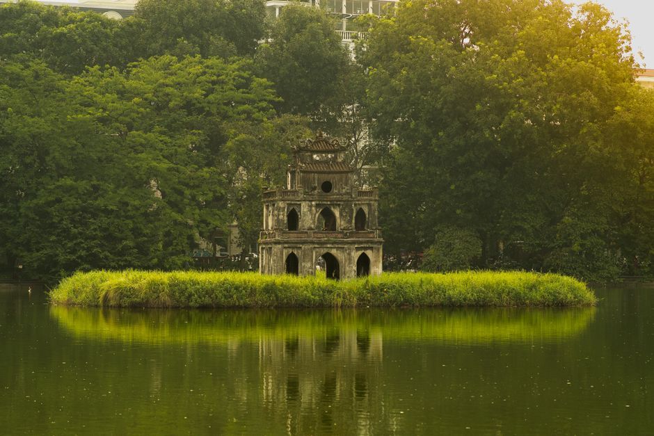 Vietnam historic temple Hoan Kiem Lake Hanoi