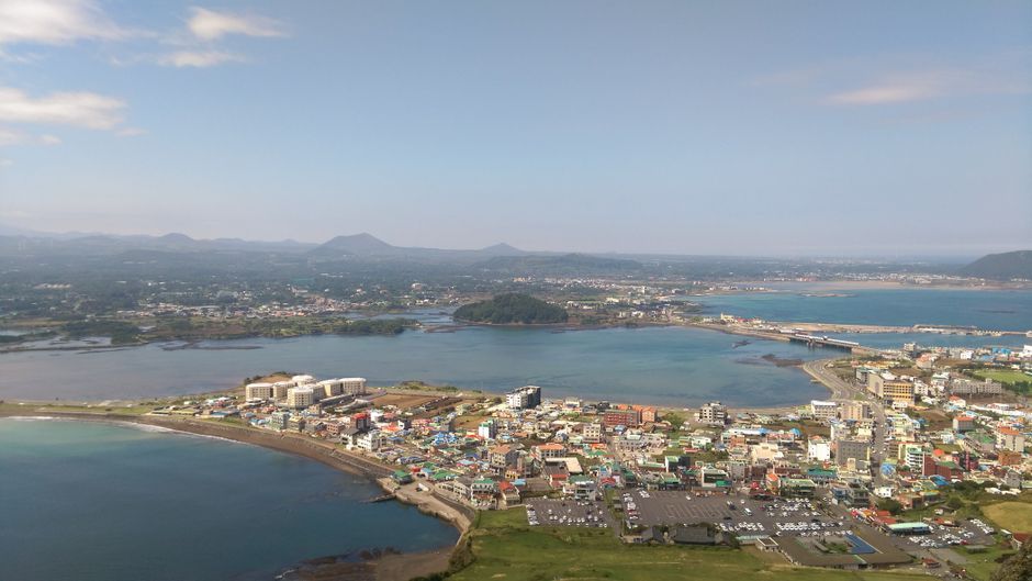 North Korea coastal resort aerial view