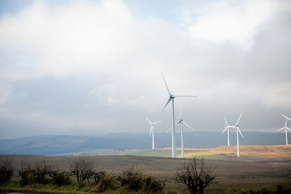 wind farm turbines green energy field Northern Ireland uk