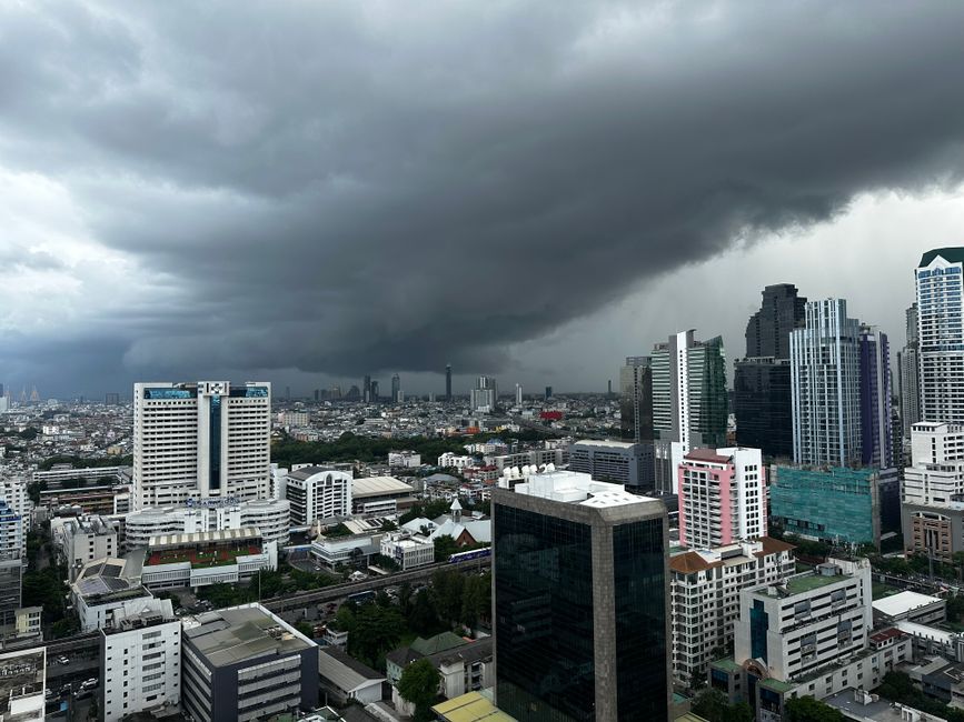 Bangkok street rain moody atmosphere