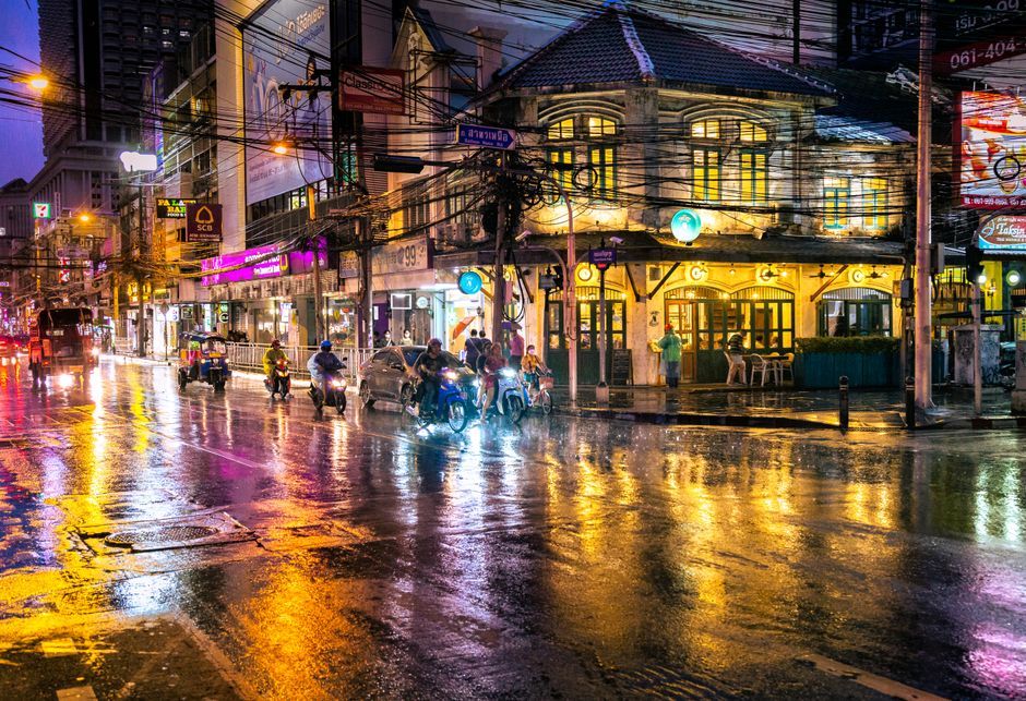 Bangkok street Thailand flood aftermath