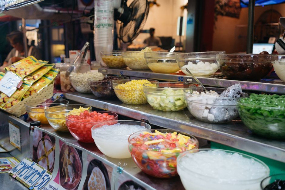Thai sweet dessert ingredients bowl Thailand