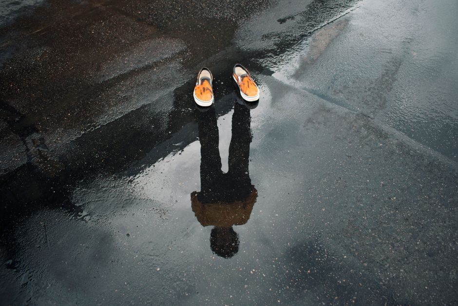 Thailand rainy season puddle feet
