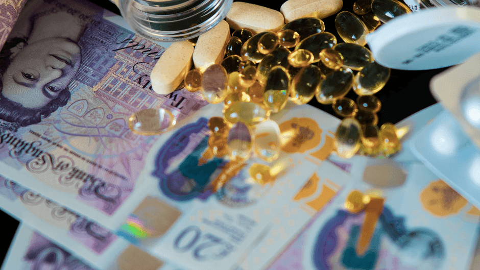 British currency pound notes close up