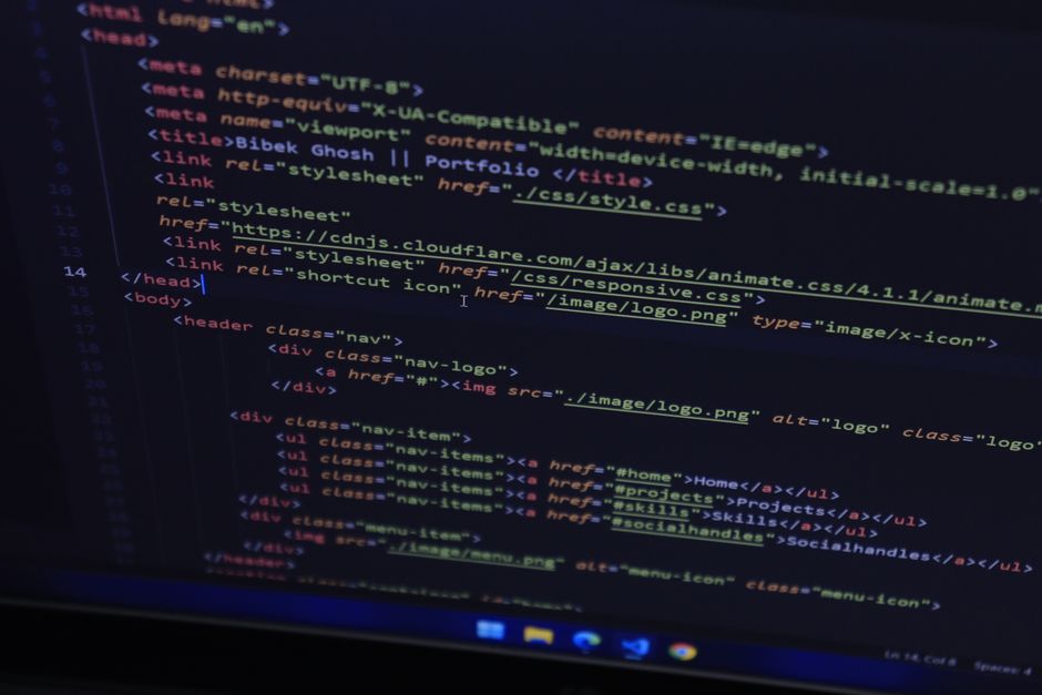 digital code screen computer workspace