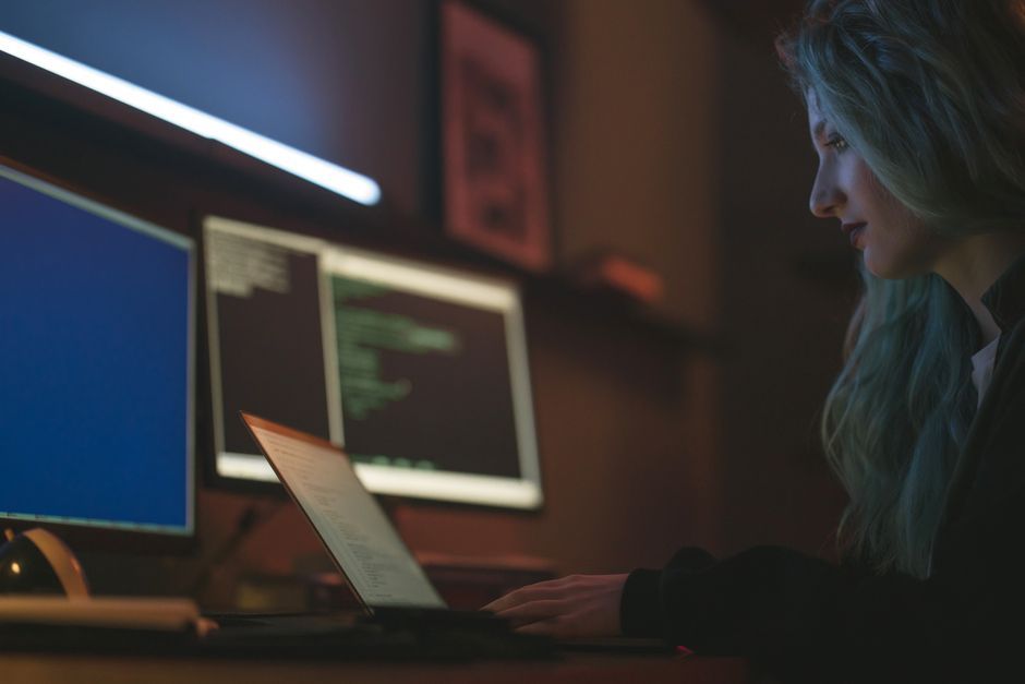 software engineer working late computer