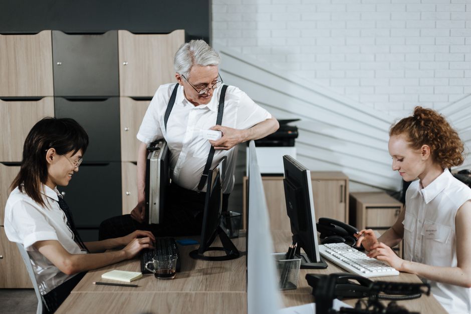 office workers using computer technology