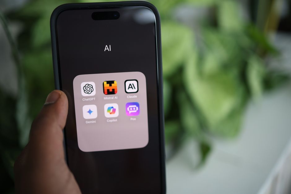 smartphone screen artificial intelligence menu design office desk