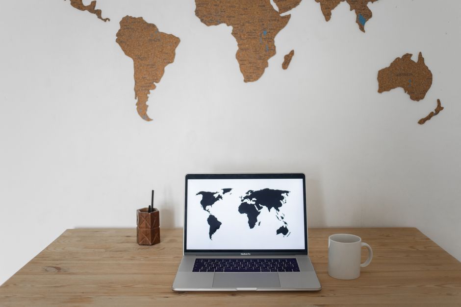 travel planning laptop digital map