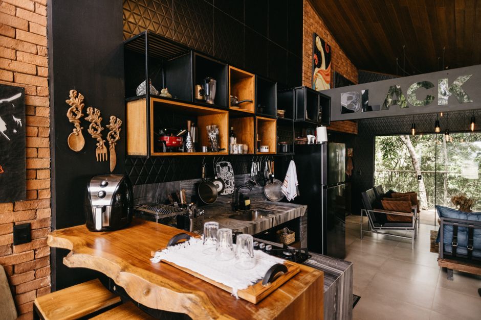 Airbnb modern apartment interior kitchen