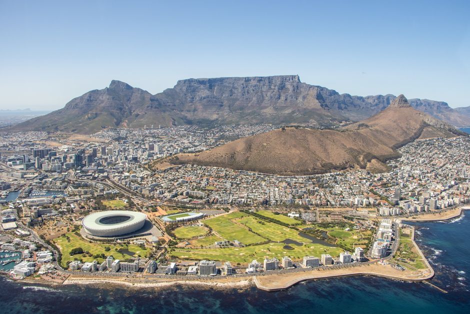 South Africa rugby stadium aerial view Cape Town