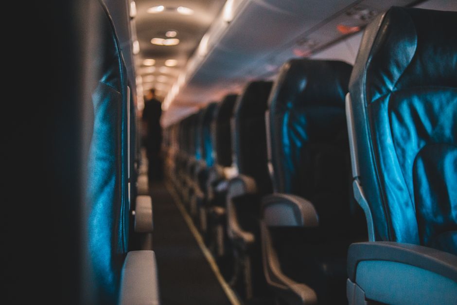 commercial airplane interior business class cabin